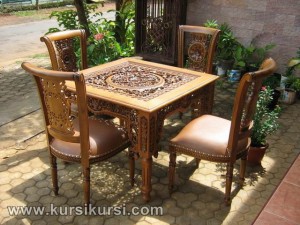 Mebel Ukiran Full Set Kursi Meja Makan Salina Jepara