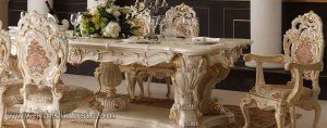 Kursi Makan Duco Putih Ukiran Klasik
