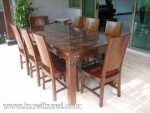 Set Kursi Makan Sandaran Blok Kayu Jati Kode ( KKS 355 )