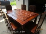 Set Kursi Makan Ukiran Minimalis Bunga Mawar Putih Kode ( KKS 366 )