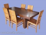 Set Kursi Meja Makan Minimalis Blok Kayu Jati Solid Kode (KKS 405 )